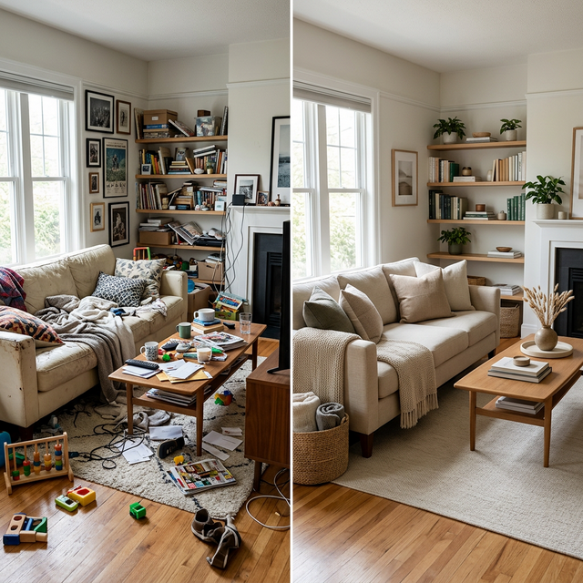 Salón sereno y equilibrado